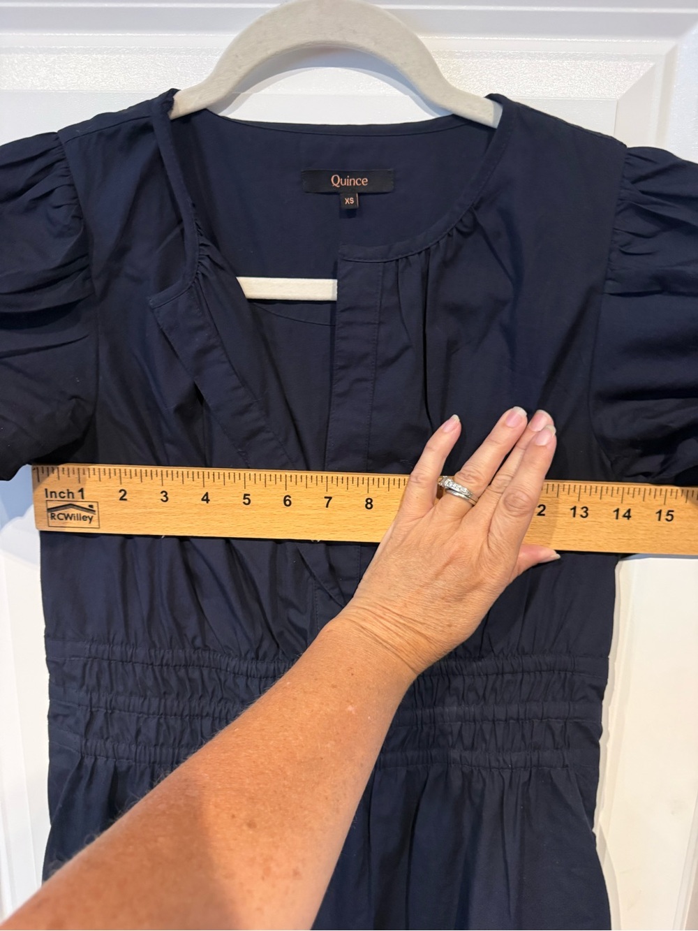 Quince Navy Puff-Sleeve Tiered Maxi Dress - Picture 7 of 7